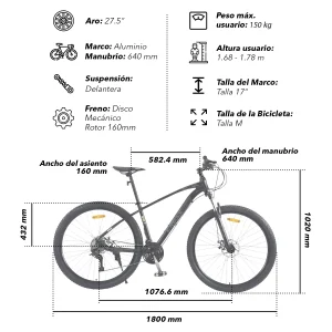 Bicicleta Mountain Bike Flyur 27,5″ Negro